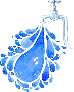 蓝色水彩节水水龙头