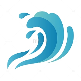 蓝色卡通海浪矢量图