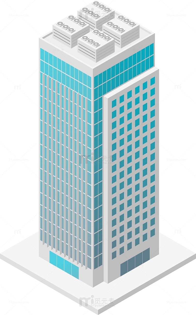 蓝色办公大楼素材图