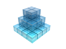 三维图形 透明蓝色 玻璃格子