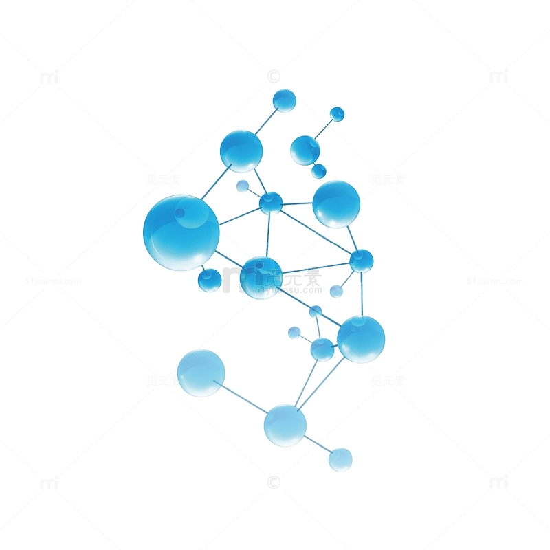 蓝色分子结构立体球矢量