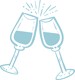 蓝色手绘聚会干杯