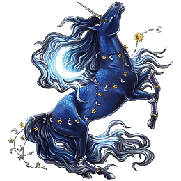 独角兽矢量 卡通 手绘 水彩