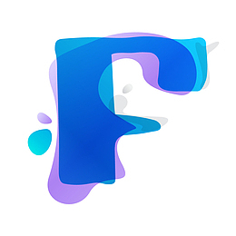 矢量蓝色渐变叠印英文字母F