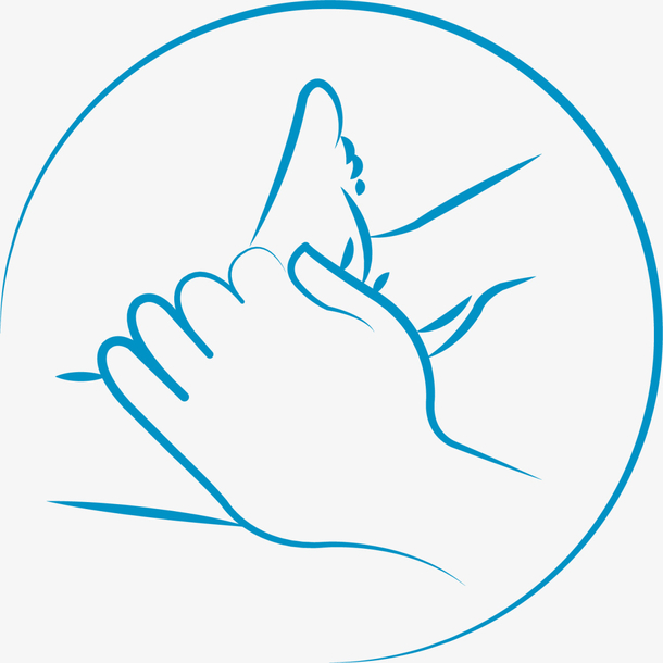 蓝色线条足疗标签