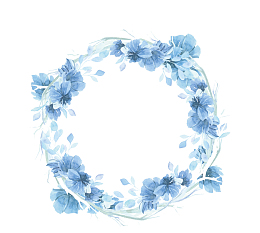 蓝色手绘鲜花花圈背景