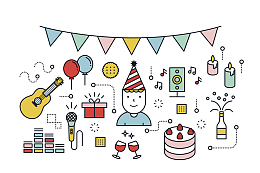 生日晚会装饰三角红旗免抠图