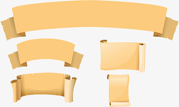 矢量手绘牛皮纸卷轴