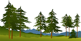 矢量田野树林青山插画