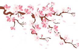 矢量装饰樱花花枝素材
