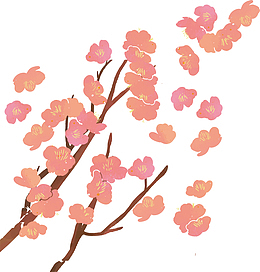 烂漫樱花花树矢量素材