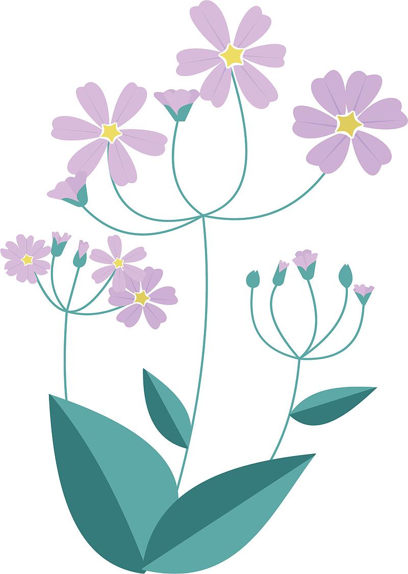 紫色卡通春天野花