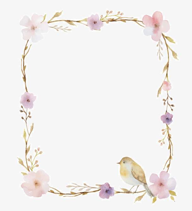 清新创意花瓣小鸟边框