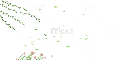 春天清新装饰插图随风摆动的柳枝