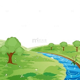 矢量春天风景插画素材