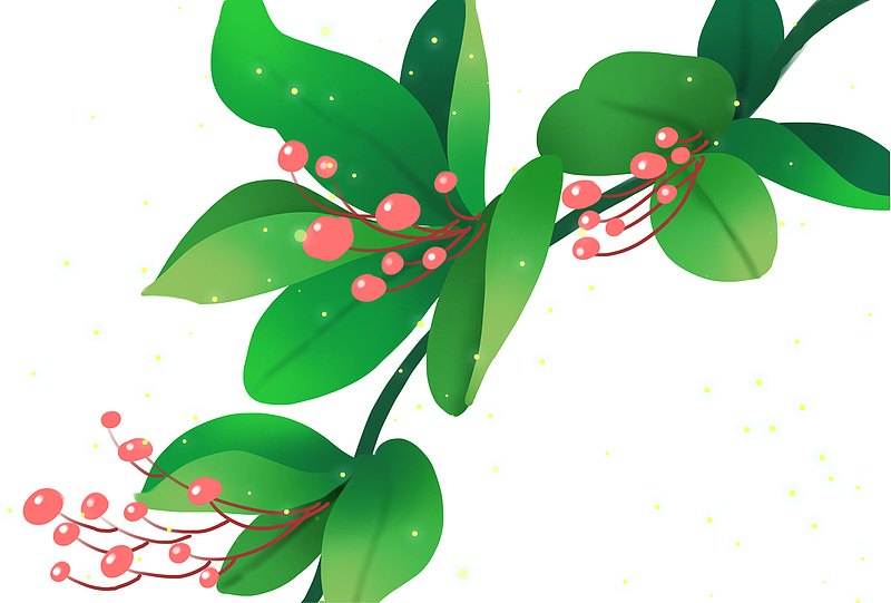手绘小清新绿植装饰图案