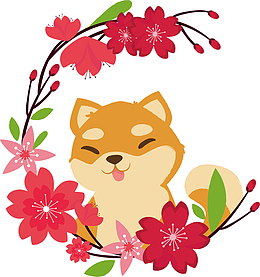 烂漫樱花与小猫矢量素材