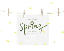 唯美韩式春天挂起来的卡片