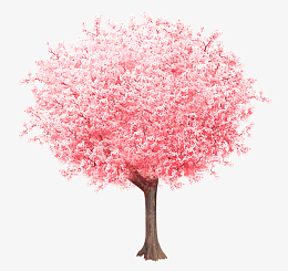 粉色樱花树pngpsdpng手绘花海卡通人物元素图pngpng矢量樱花树pngpsd