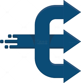 深蓝色向右三叉箭头