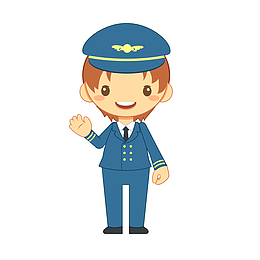 蓝色制服的空乘免抠素材