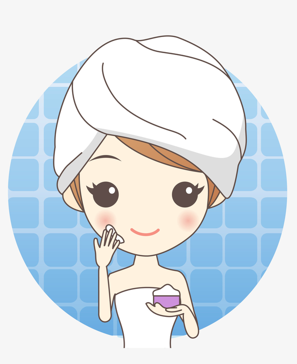 蓝色卡通敷脸女孩