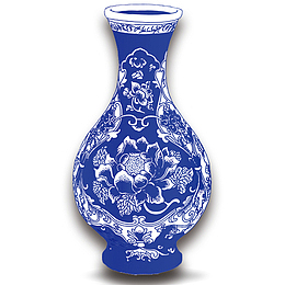 中国风蓝色青花瓷手绘
