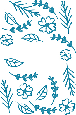 手绘蓝色花草花纹