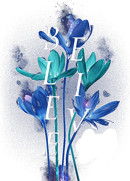 蓝色发光鲜花