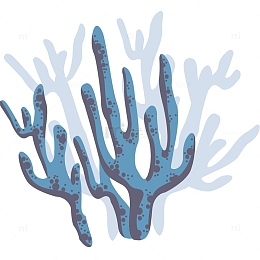 水彩蓝色珊瑚插画