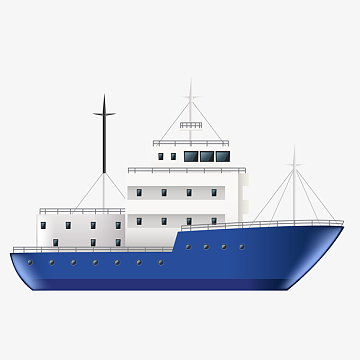 蓝色军舰卡通插画