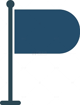 卡通蓝色旗子矢量图