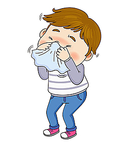 擤鼻涕的男孩