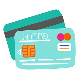 矢量卡通蓝色手绘银行卡