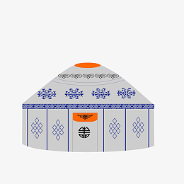 手绘扁平化的蒙古包素材