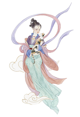 矢量水彩中国风神仙