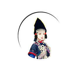 手绘中国风少数民族美女插画免抠