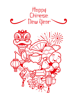 快乐中国年简笔画
