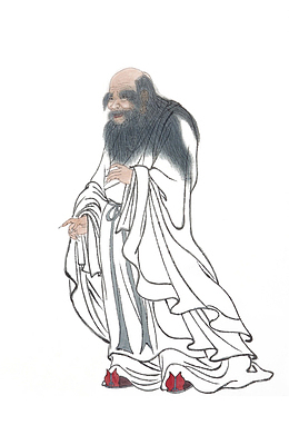 中国风手绘水墨老子画像