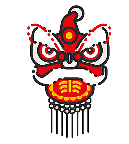 红色狮子头矢量元宵节醒狮高清下