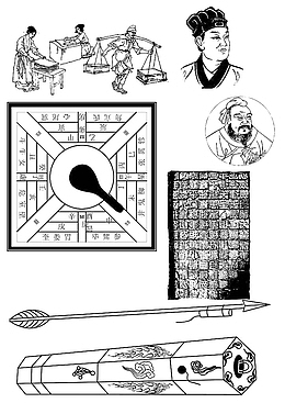 中国四大发明手绘图案