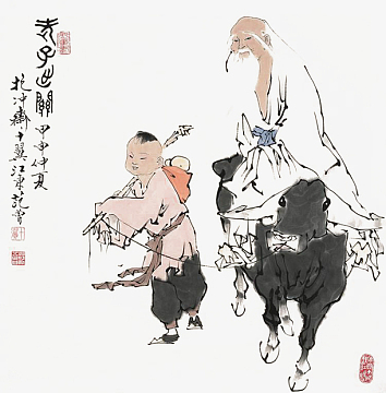 中国风国画老子出关