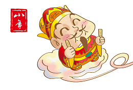 卡通插图小年灶王爷卡通形象