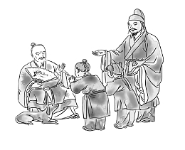 矢量中国风拜师素材