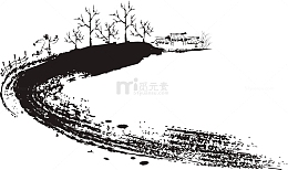 黑色创意水墨山水意境