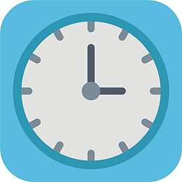 矢量图手绘蓝色的卡通时钟