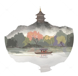 中国风杭州雷锋塔免抠系列