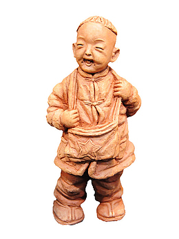泥塑挎着包的男孩