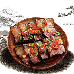水墨美食美味腊肉平面装饰