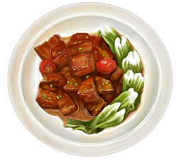 手绘中国菜红烧肉